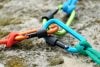 Metal,Carabine,For,Mountaineering.,Photo,Of,Colored,Carabines.,Climbing,Concept
